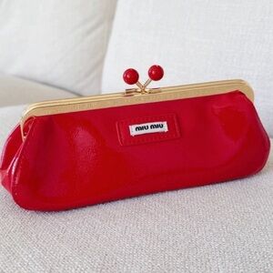 Miu Miu Red Clutch Bag with detachable chain